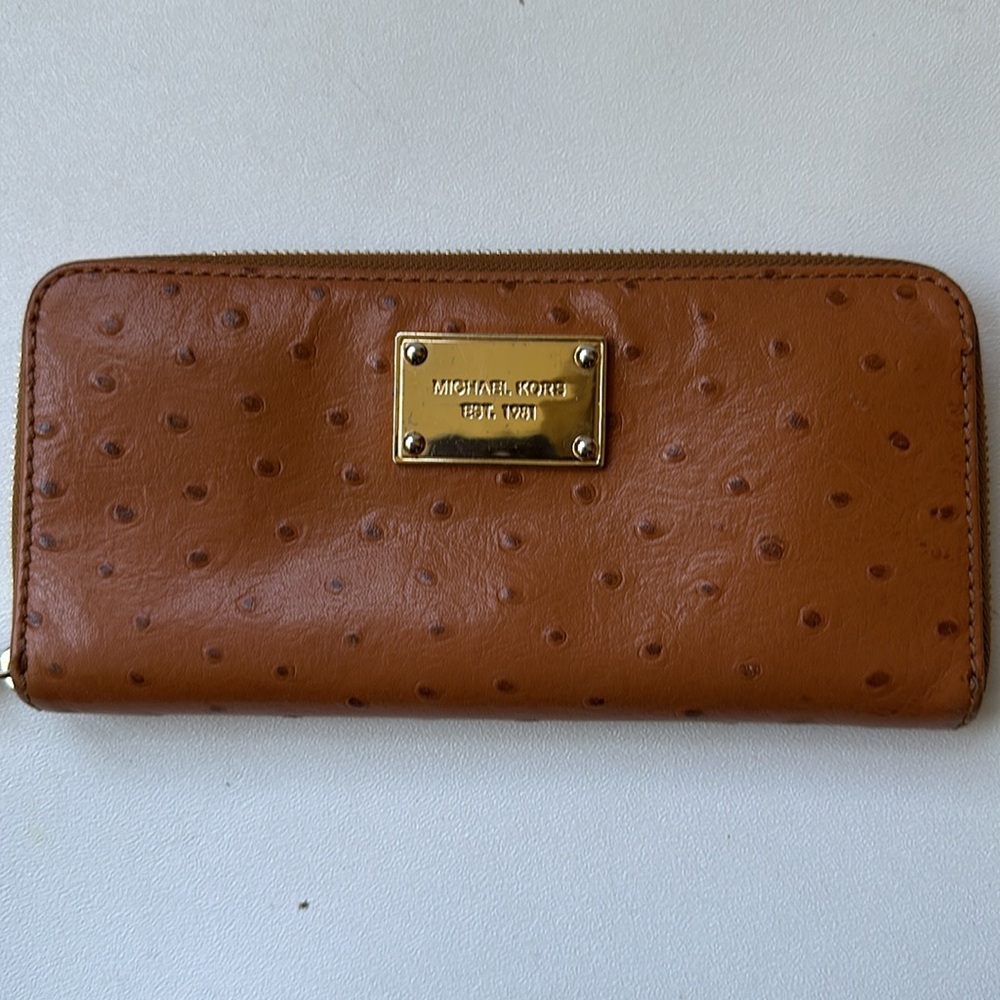 Michael Kors Light Brown Jet Set Leather Wallet Continental 8 x 4"